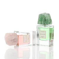 Lujosa Botella de Perfume Personalizada de 50 ml, Botella de Spray de Perfume de Pared Gruesa con Etiqueta, Botella de Perfume con Piedra Natural y Caja de Regalo