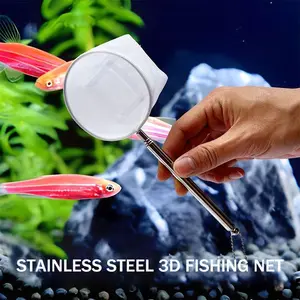 Betta Fish Net 3D Small Telescopic Nylon Fish Net With Stainless Steel Handle