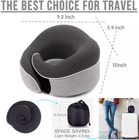 Bantal Leher Bentuk U Memory Foam untuk Perjalanan dengan Sarung Bantal yang Dapat Dicuci, Dapat Dilipat, Penyangga Kepala untuk Pesawat dan Mobil, OEM Grosir