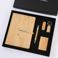 Ensemble de cahiers d'affaires en bois de bambou bloc-notes cadeau souvenir carnet de notes couleur bois pur cadeau d'affaires ensemble promotionnel