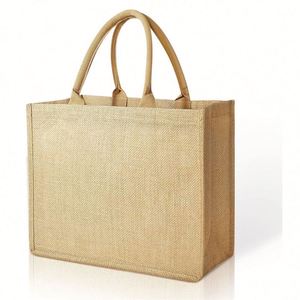 Wholesale Recycled Burlap Shopping Beach Bag Jute Gunny Tote Bags With Custom <b>Printed</b> Logo - Product Image 1