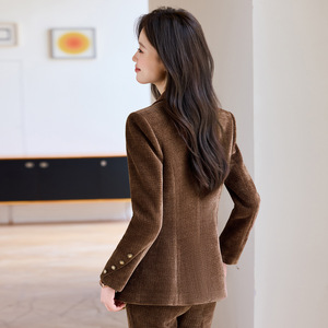 Women's Corduroy Suit Set Red Full Sleeve Office Lady Spring <b>Work</b> Clothes Professional Casual Style - Product Image 4