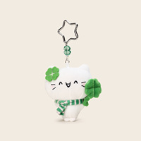 행운의 고양이 컬렉션 플러시 키체인 펜던트 귀여운 네잎 클로버 고양이 가방 참 장식 작은 선물 도매