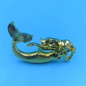 Zinc Alloy Mermaid Furniture Handle Warm Gold Novelty Shape <b>Wardrobe</b> <b>Hardware</b> Accessory Coastal Design Durable - Product Image 1