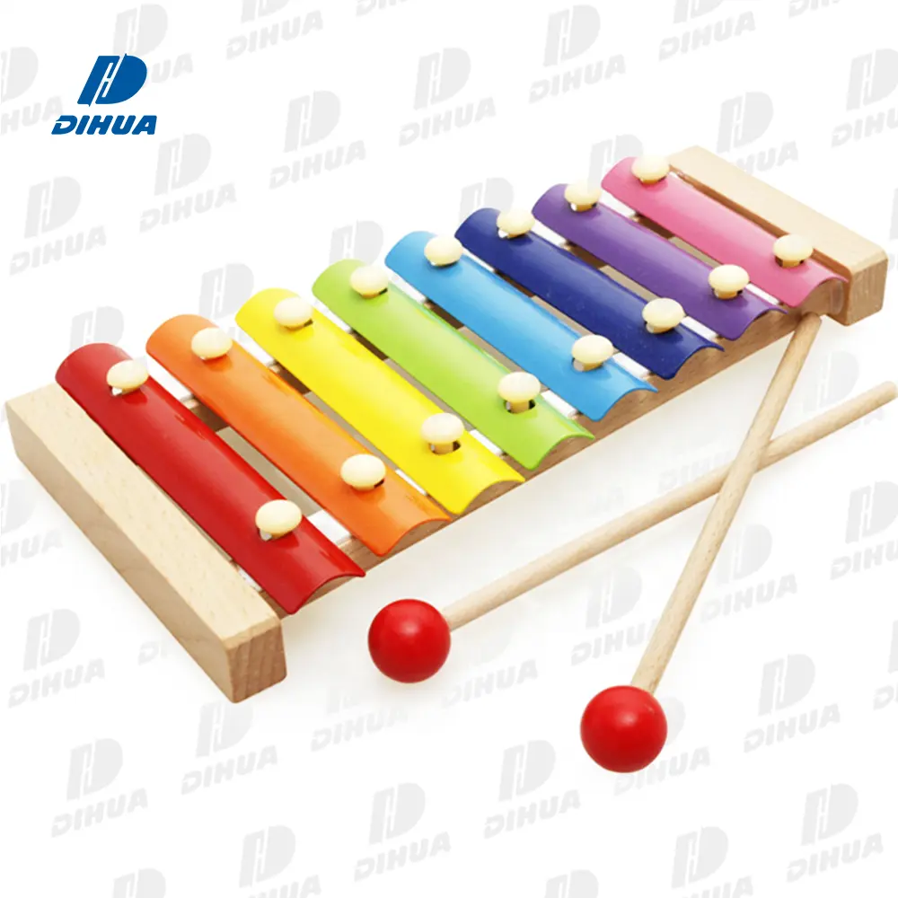 Wooden Musical Instruments Toys Colorful 8 Tones Hand Knock Wooden Xylophone with Mallets for Kids Music Educational Toy
