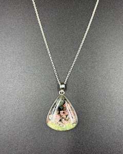 Collier en argent sterling 925 de jaspe océanique avec chaîne en plaqué or avec diamant Cadeau de bijoux de mode pour elle - Product Image 4