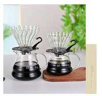 Pembuat Kopi Kaca Borosilikat Profesional 360ml 600ml Ramah Lingkungan Portabel Pour Over Coffee Server Peralatan Barista