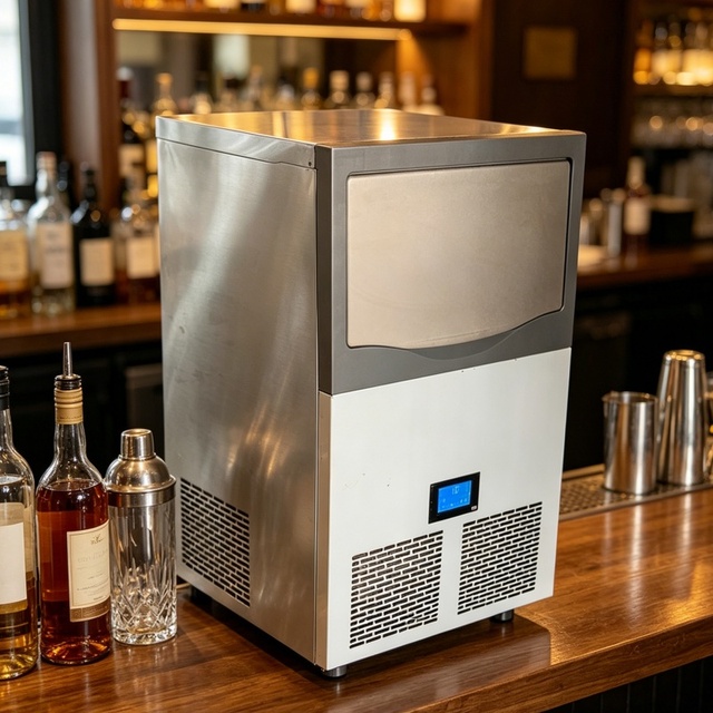Small Commercial Stainless Steel Ice Maker Digital Temperature Control Snowflake Design Portable Space-Saving for Food Truck