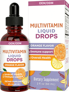 OEM/ODM プライベートラベル |   大人用マルチビタミン液状ドロップ オレンジ風味-2液量オンス エネルギー、免疫、全身の健康をサポートするサプリメント - Product Image 1
