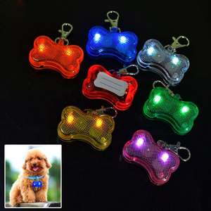 Güvenlik gece ışık kolye LED yanıp sönen etiket moda güvenlik yanıp sönen LED evcil hayvan askı ışığı kemik şekli köpek adı kimlik etiketi - Product Image 3