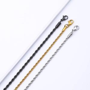 Electroplated Twisted <b>Rope</b> Link <b>Chain</b> Stainless Steel Multi‑Tone Unisex Plain Necklace Daily Outfit Bulk Supply - Product Image 2