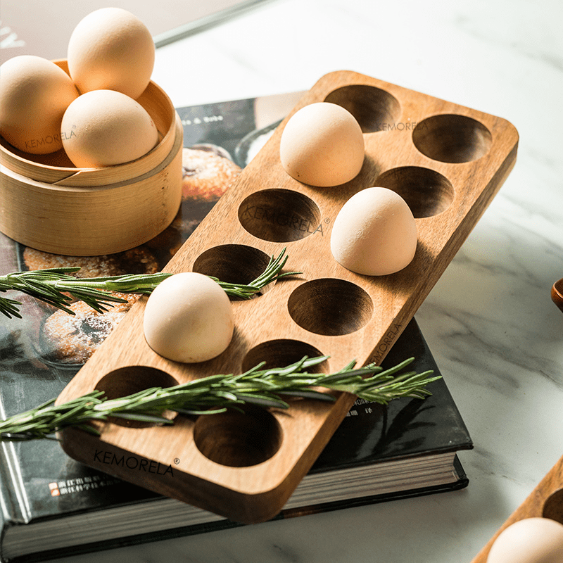 Wooden Egg Storage Box Double Row Egg Storage Rack Home Organizer Rack Eggs Holder Kitchen Decor Accessories