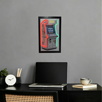 Kanluck Néon Arcade Cabinet Moderne Cadre Noir Suspendu Led Wall Art Print 30x50cm Anniversaire