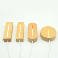 Veilleuse 3D LED à base en bois électronique avec fonction rechargeable, design moderne, blanc chaud, rectangle, chambre à coucher