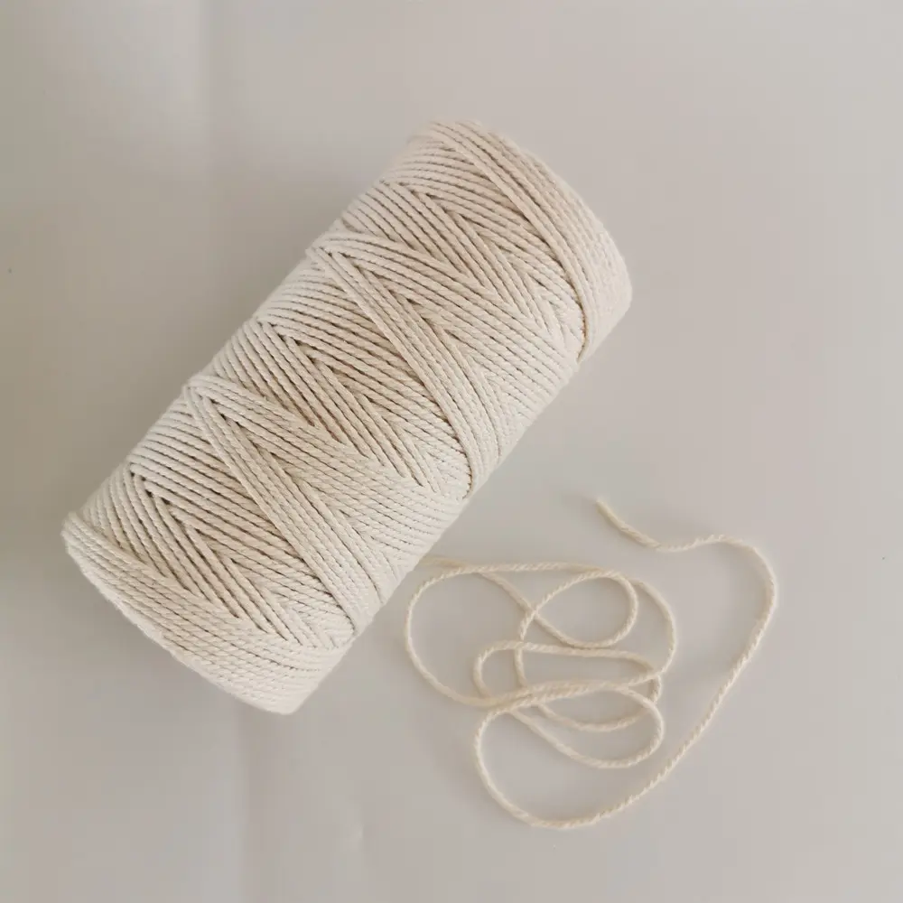 Wholesale 2mm colored DIY decorative twisted macrame cotton twine/thread/cord 200m