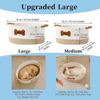 Panier de rangement en corde de coton pour jouets de chiens et chats, organisateur d'accessoires de lit pour animaux de compagnie avec poignées, pour toutes les tailles de chiots à grands chiens