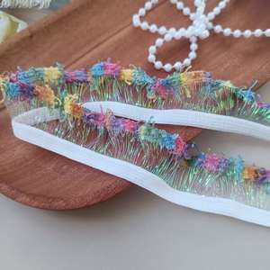 شريط دانتيل مطوي ملون عالي الجودة بعرض 2.5 سم مع كشكشة من جانب واحد - Product Image 3