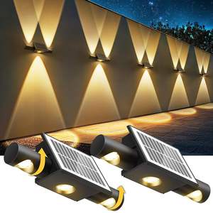 OVO-009 Lampada Solare LED IP65 Orientabile Su/Giù <span class=keywords><strong>con</strong></span> Pannello Solare, <span class=keywords><strong>Luce</strong></span> da Parete Regolabile per Esterni, Impermeabile, per Giardino e Cortile - Product Image 1