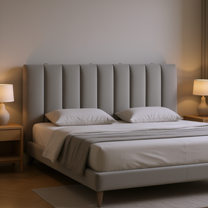 เบาะรองหัวเตียงกำมะหยี่สีเทาอ่อน 72 นิ้ว ผ้าคลุมเฟอร์นิเจอร์ รุ่น D0100H5GJE2 - Product Image 2