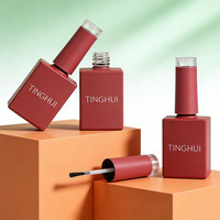 Flacon de vernis à ongles en gel de couleur macaron personnalisé OEM/ODM, 10 ml, flacon de vernis à ongles vide avec pinceau, flacons en verre carrés pour vernis à ongles
