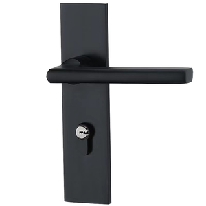 Juego de Manijas con Cerradura para <span class=keywords><strong>Puerta</strong></span> de Seguridad de Aluminio Delgado Negro Mate <span class=keywords><strong>Moderno</strong></span>, Herrajes Exteriores al por Mayor para Puertas de Madera y Acero - Product Image 1