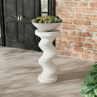 Alas Tanaman Resin Spiral Putih - Desain Melengkung yang Ramping, Alas Kontemporer untuk Pot & Dekorasi (Cocok untuk Gaya Halaman Modern)