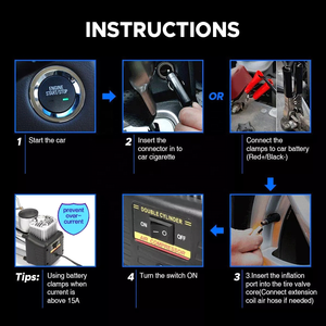 Compresseur d'air, gonfleur de pneus de voiture, pompe robuste, gonfleur de pneus, pompe gonflable, léger, Portable, DC 12V - Product Image 5
