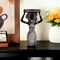Statue de femme noire en résine peinte à la main, style Pop Art, avec plateau de rangement, décoration écologique bohème chic pour la maison ou le bureau, porte-clés