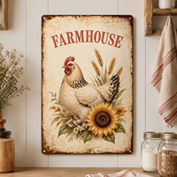 Plaque Métallique Vintage Florale Décor Murale Jardin, Ensemble de Panneaux Rustiques en Étain Style Ferme, Herbes et Fleurs, Plaque Vieillie pour Maison et Café