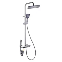 Ensemble de robinet de douche mural en aluminium de luxe à 4 fonctions, finition gris canon poli, jet de pluie doux pour salle de bain