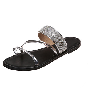 Sandalias Planas de Moda para Mujer, Diseño Veraniego, con Tira de Pedrería, Económicas, Talla Grande, <span class=keywords><strong>Calzado</strong></span> Informal para Exteriores - Product Image 1