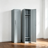 Armoire de rangement moderne en acier à 1 porte verrouillable en métal pour la maison, le dressing et la salle de sport 71 _ Employés Couleur grise