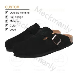 Custom Classical Cork Clogs Shoes Spring Autumn Cow Suede Women's Clogs Unisex Genuine Leather Medical Nursing Clogs Mules