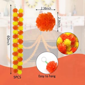 زهور القطيفة الاصطناعية بالجملة ديوالي إكليل خيوط طويلة زهور القطيفة الاصطناعية لحفلات الزفاف الهندية عيد الميلاد - Product Image 2