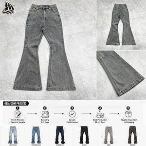 QIFAN <span class=keywords><strong>Jeans</strong></span> a Zampa d'Elefante in Denim Pesante per <span class=keywords><strong>Uomo</strong></span>, Pantaloni Casual Streetwear con Logo Personalizzato - Product Image 4