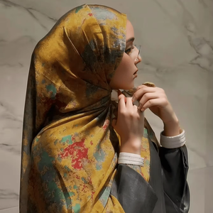 Premium Ombre in marmo stampa acqua scialle Hijab sciarpe donne di etnia musulmana bandane <span class=keywords><strong>con</strong></span> animali fantasia Hijab - Product Image 1