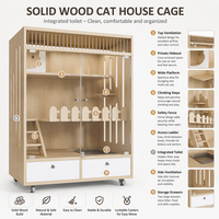Rumah Kucing Kayu Indoor dengan Toilet, Kabinet Kucing Kayu Solid untuk Semua Musim
