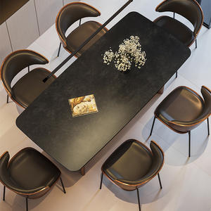 Table à manger moderne minimaliste en noyer massif, ensemble de 6 pièces, meubles de salle à manger durables - Product Image 5