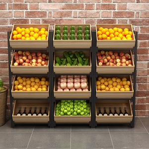 Estantes del supermercado tienda de frutas y vegetales pantalla súper mercado de fruta de madera estante de exhibición de vegetales caso deber de madera pesada - Product Image 5
