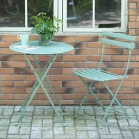Ensemble de 3 pièces de bistrot à bas prix ensemble de meubles de patio de grande capacité de charge table française pliable de balcon en métal et 2 chaises pour l'extérieur