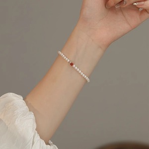 S925 Natural Pearl <b>Bracelet</b> for Women Hollowed Peace & Wishful Design with Minority National Style Elegant Bangles - Product Image 4