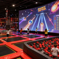 Jeu de trampoline interactif hexagonal InteraGame, jeu multijoueur à détection de mouvement, arcade de saut avec écran HD pour aire de jeux intérieure