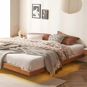 Nordic Modern Geen Hoofdeinde Massief Houten Tatami Hangende Hardhouten Laag Bedframe