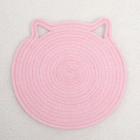 Joli dessous-de-plat en corde de coton à oreilles de chat, tressé, résistant à la chaleur, pour assiettes et bols