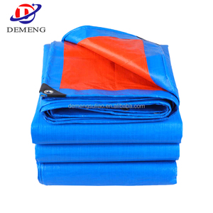 Bâche en toile imperméable bleue et orange en PE 200 g/m² 6m*8m, couverture en plastique pour toiture, construction, échafaudage, bâtiment - Product Image 6