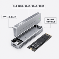 Casing SSD M.2 NVMe 10Gbps dengan Chip JMS583, Protokol Ganda, Aluminium Alloy, Disipasi Panas, Casing Hard Drive Eksternal