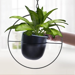 Jardinière suspendue en métal noir boho pour plantes d'intérieur Pot de fleur mural minimaliste du milieu du siècle et support de Pot de <span class=keywords><strong>plante</strong></span> suspendu au <span class=keywords><strong>plafond</strong></span> - Product Image 2