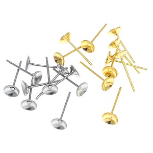 Stainless Steel Earring <b>Posts</b> <b>Round</b> Bowl Pin 316 For DIY Jewelry Making Accessories Gold And Silver Tone - Product Image 1