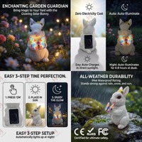 Figurine de lapin solaire fantaisiste - Accent papillon LED oscillant, sculpture de jardin en résine durable avec dissipation thermique supérieure
