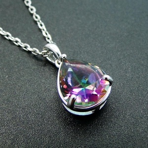 Listo para Enviar al por Mayor, Joyería de Plata de Ley 925, Colgante de Topacio Místico en Forma de Pera - Product Image 3